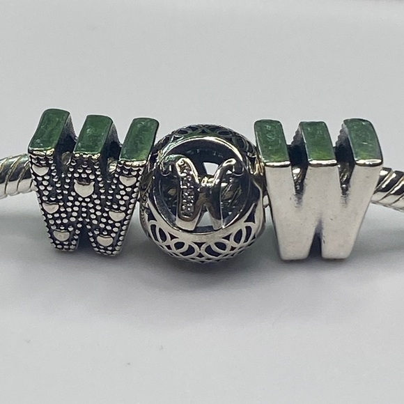 Sterling Silver Letter W Charm - Picture 10 of 10